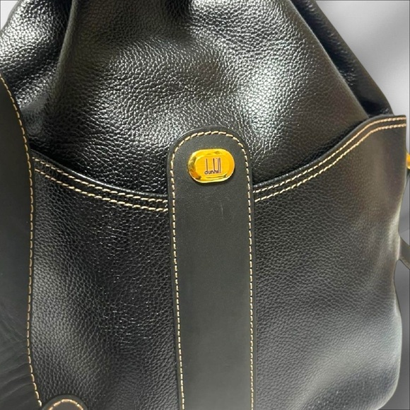 Dunhill Vintage Black Leather Drawstring Bucket Bag Gold Hardware - Picture 10 of 12